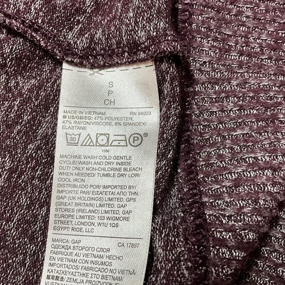 GAP Softspun Heathered Burgundy Open Front Long Sleeve Cardigan Sz S - Picture 8 of 9
